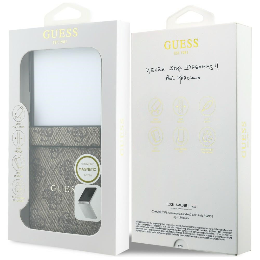 MagSafe tok Samsung Galaxy Z Flip8 F776-hez, Guess, 4G Leather Classic, Barna