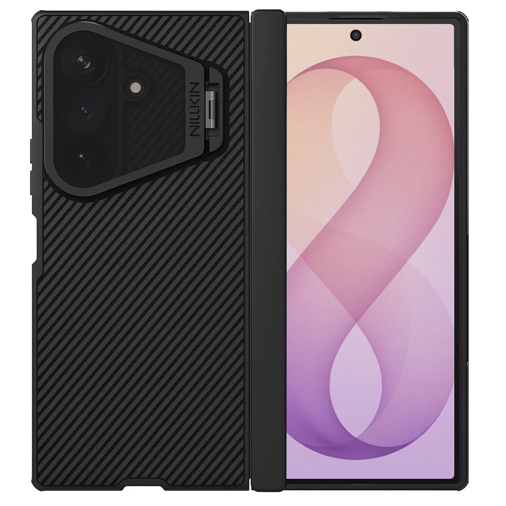 MagSafe tok Samsung Galaxy Z Fold8 Ultra F976-hez, Nillkin, CamShield állvány átlátszó fekete lencsevédővel, fekete