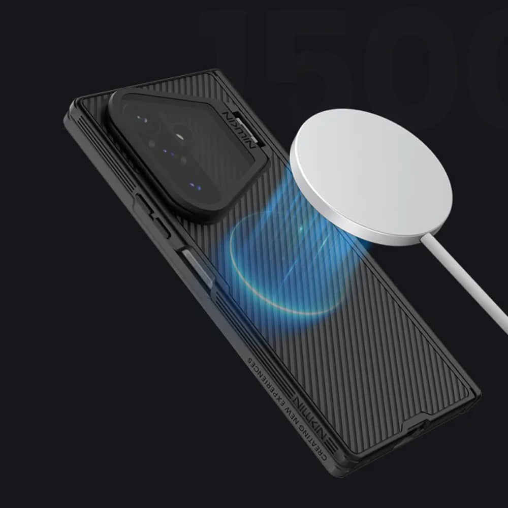 MagSafe tok Samsung Galaxy Z Fold8 Ultra F976-hez, Nillkin, CamShield állvány átlátszó fekete lencsevédővel, fekete