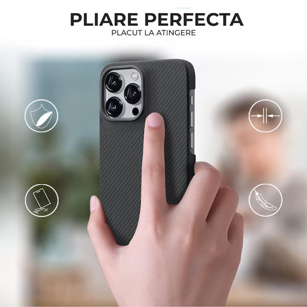 MagSafe tok Apple iPhone 17 Pro-hoz, Techsuit Aramid Fiber, Fekete