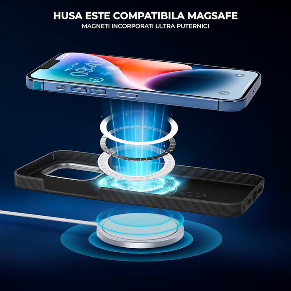 MagSafe tok Apple iPhone 17 Pro-hoz, Techsuit Aramid Fiber, Fekete