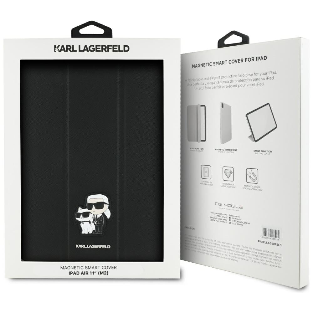 Tok a Apple iPad Air 11 (2025) / Air 11 (2024) készülékhez, Karl Lagerfeld, Saffiano Karl & Choupette, Fekete