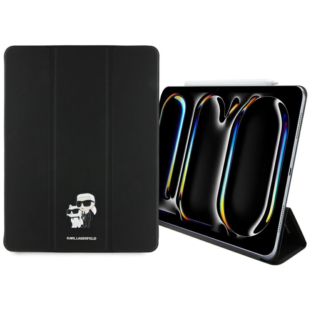 Tok Apple iPad Pro 13 (2024) készülékhez, Karl Lagerfeld, Saffiano Karl & Choupette, Fekete