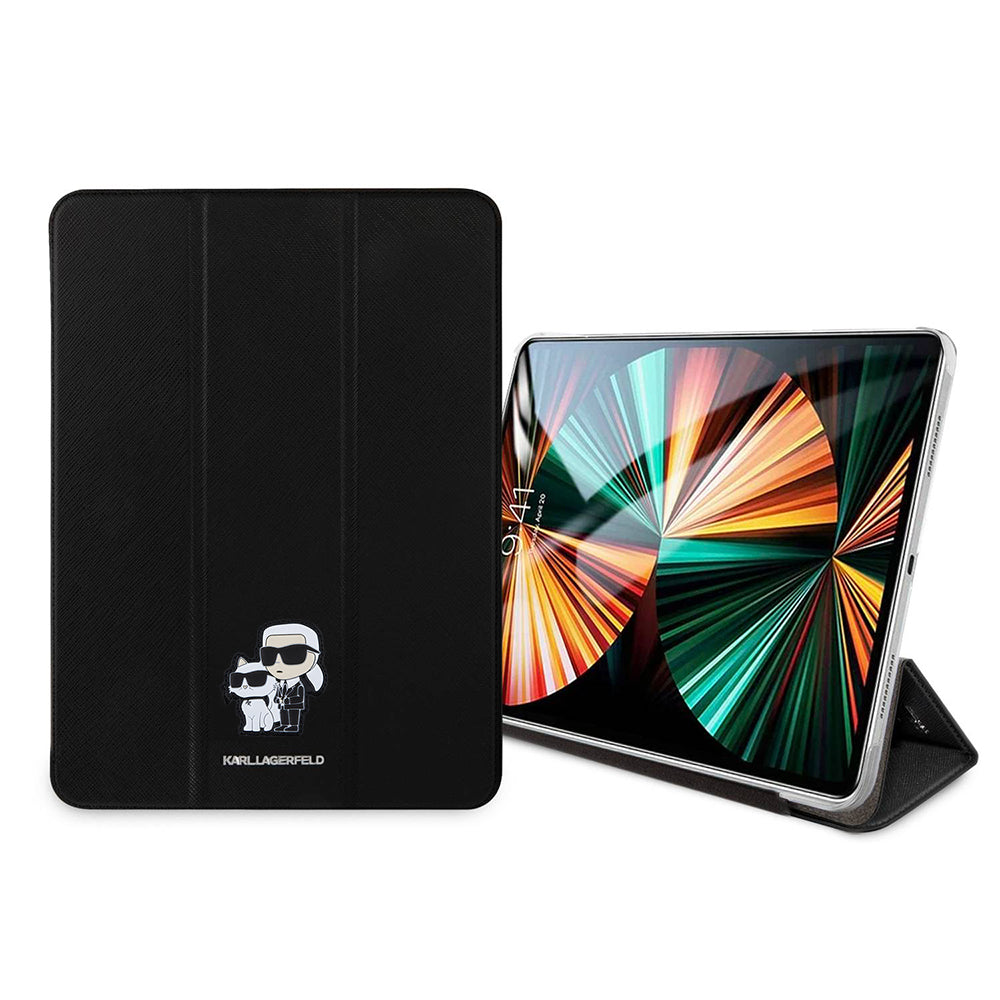 Tok Apple iPad Pro 13 (2024) készülékhez, Karl Lagerfeld, Saffiano Karl & Choupette, Fekete