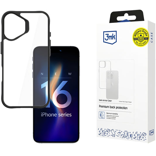tok Apple iPhone 16-hoz, 3MK, Satin Armor Case+, átlátszó