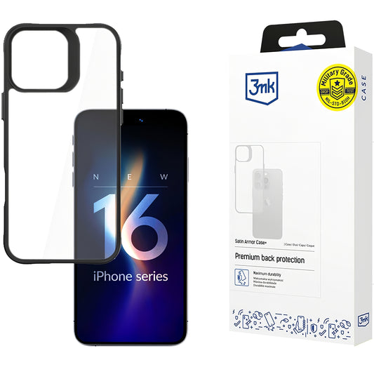 tok Apple iPhone 16 Pro, 3MK, Satin Armour Case+, átlátszó