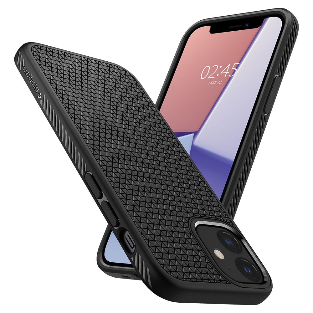 Tok a Apple iPhone 12 / 12 Pro-hoz, Spigen, Liquid Air, Fekete