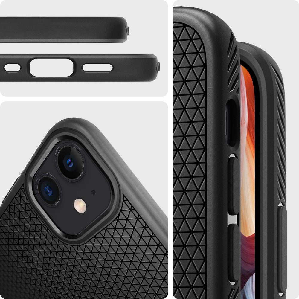 Tok a Apple iPhone 12 / 12 Pro-hoz, Spigen, Liquid Air, Fekete