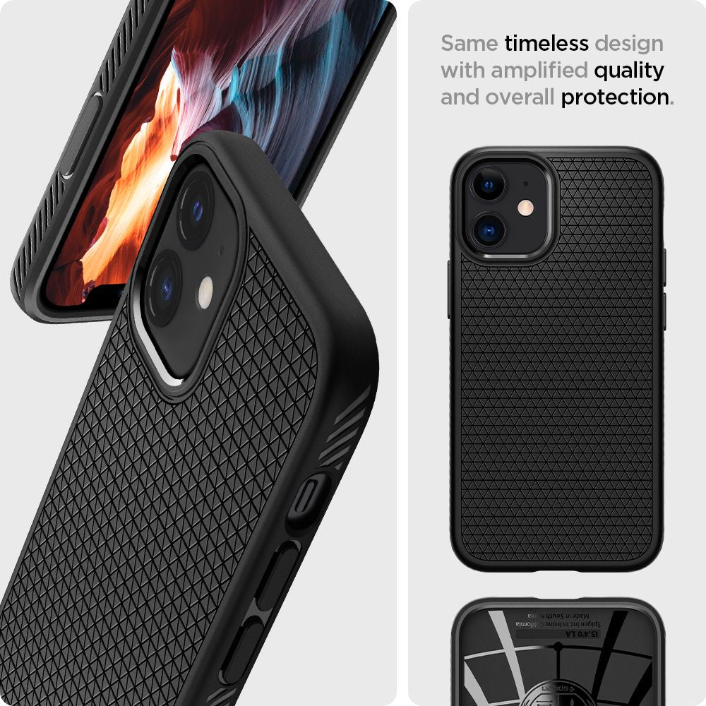 Tok a Apple iPhone 12 / 12 Pro-hoz, Spigen, Liquid Air, Fekete