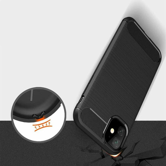 Tok Apple iPhone 12 / 12 Pro-hoz, Techsuit, Karbon, Fekete