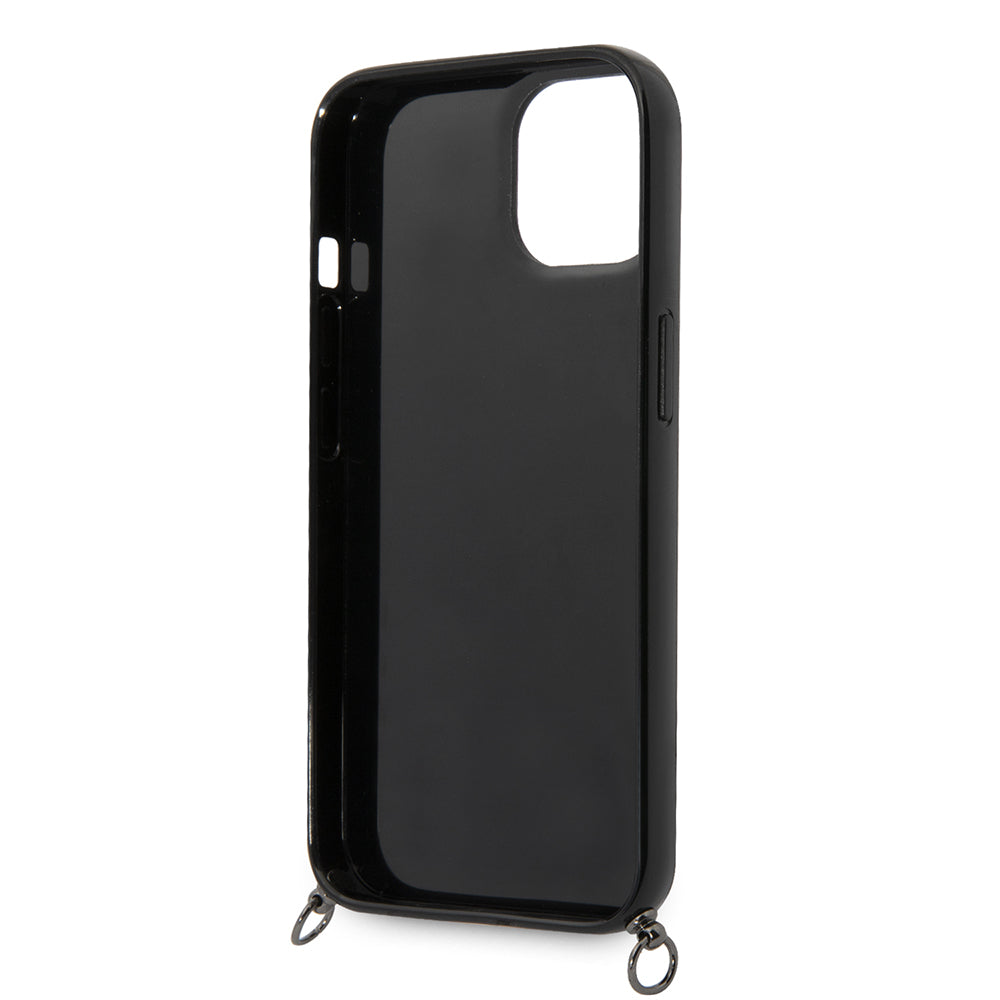 Tok Apple iPhone 14-hez, Karl Lagerfeld, Színes Csíkokkal és Pánttal, Rózsaszín