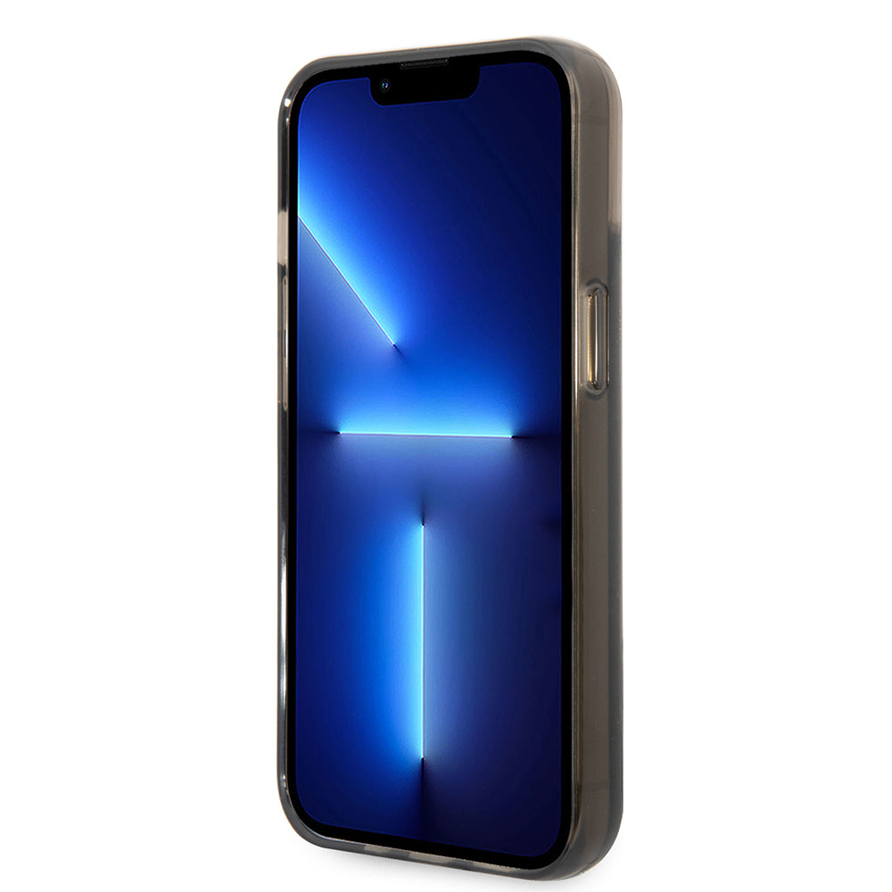Tok Apple iPhone 14-hez, Karl Lagerfeld, Liquid Glitter KL Logo, Fekete