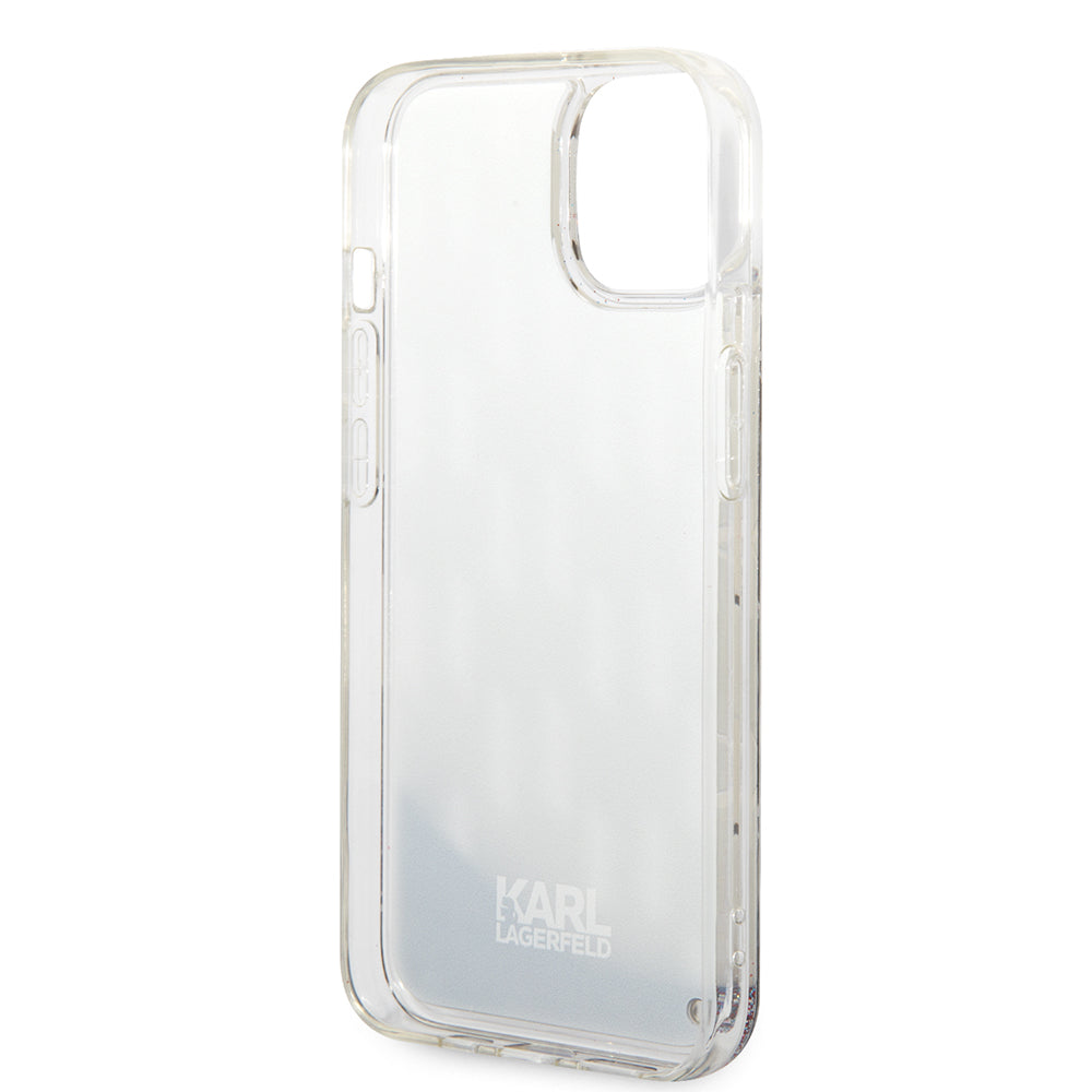 Tok Apple iPhone 14-hez, Karl Lagerfeld, Liquid Glitter Monogram, Ezüst színű