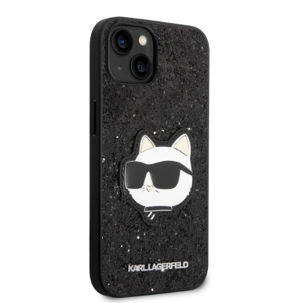 Tok Apple iPhone 14 Plus-hoz, Karl Lagerfeld, Glitter Choupette Patch, Fekete
