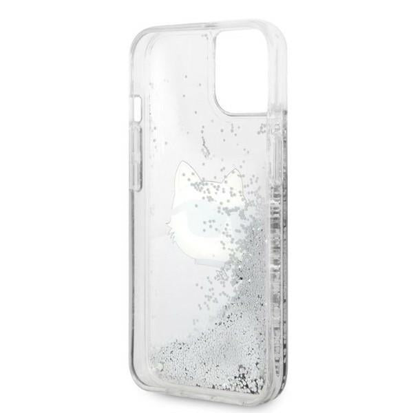 Tok Apple iPhone 14 Plus-hoz, Karl Lagerfeld, Glitter Choupette's Head, Ezüst