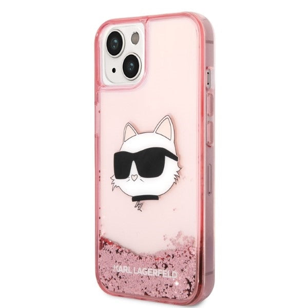 Tok Apple iPhone 14 Plus-hoz, Karl Lagerfeld, Glitter Choupette's Head, Rózsaszín