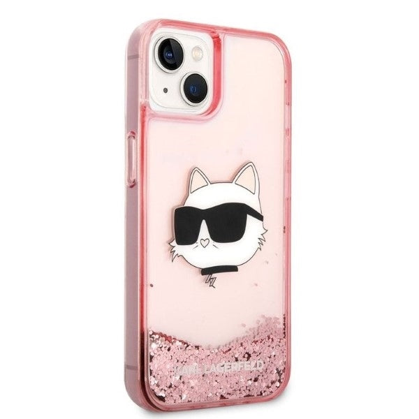 Tok Apple iPhone 14 Plus-hoz, Karl Lagerfeld, Glitter Choupette's Head, Rózsaszín