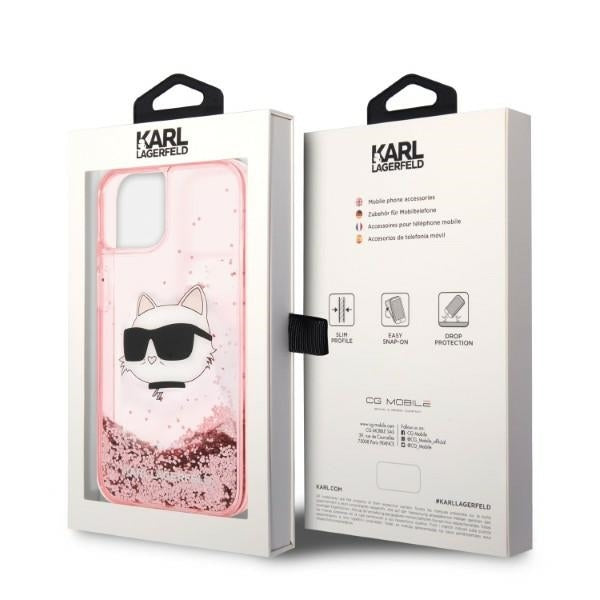 Tok Apple iPhone 14 Plus-hoz, Karl Lagerfeld, Glitter Choupette's Head, Rózsaszín