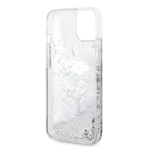 Tok Apple iPhone 14 Plus-hoz, Karl Lagerfeld, Glitter Karl's Head, Ezüst