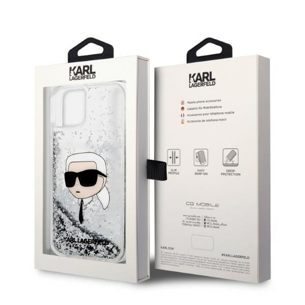 Tok Apple iPhone 14 Plus-hoz, Karl Lagerfeld, Glitter Karl's Head, Ezüst
