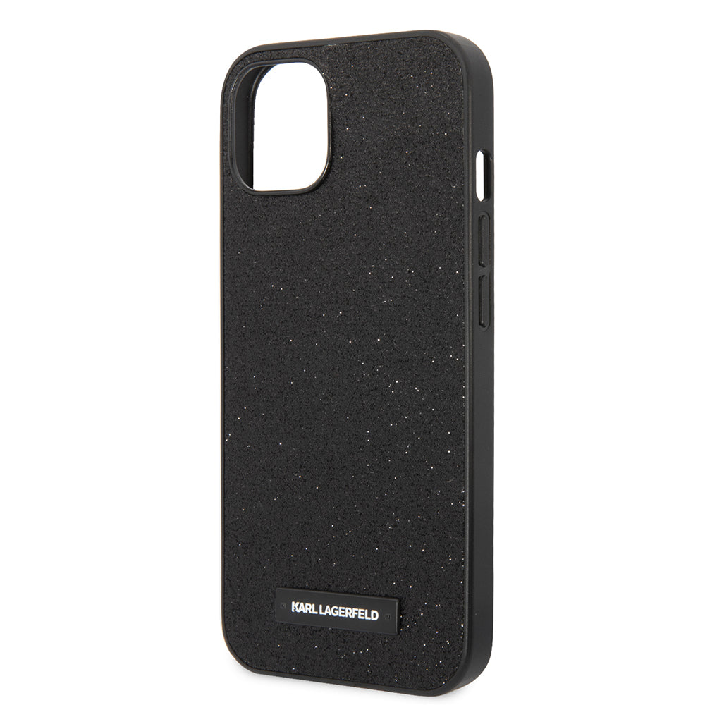 Tok Apple iPhone 14 Plus-hoz, Karl Lagerfeld, Glitter Plaque Logo, Fekete