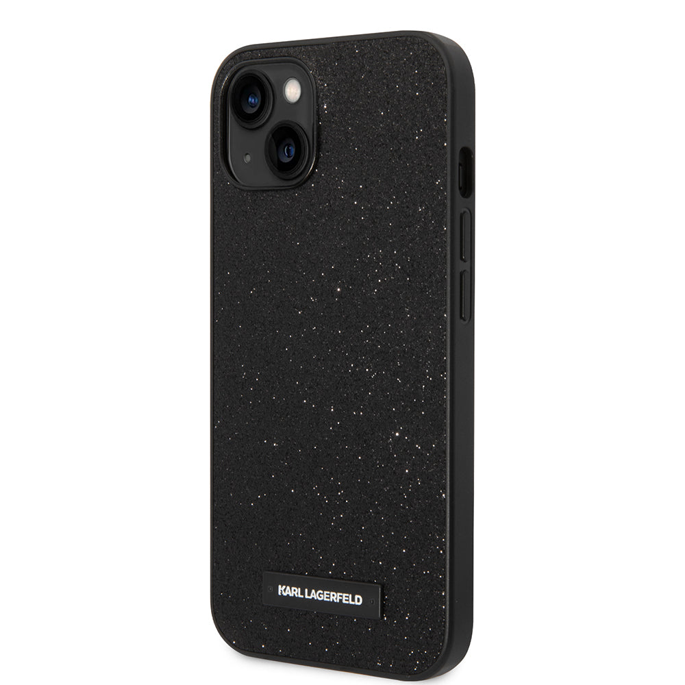 Tok Apple iPhone 14 Plus-hoz, Karl Lagerfeld, Glitter Plaque Logo, Fekete