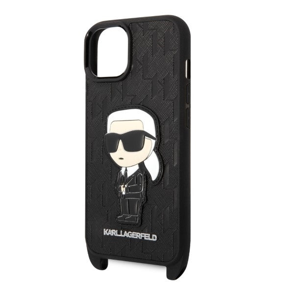 Tok Apple iPhone 14 Plus-hoz, Karl Lagerfeld, Monogram Ikonik Karl, Fehér