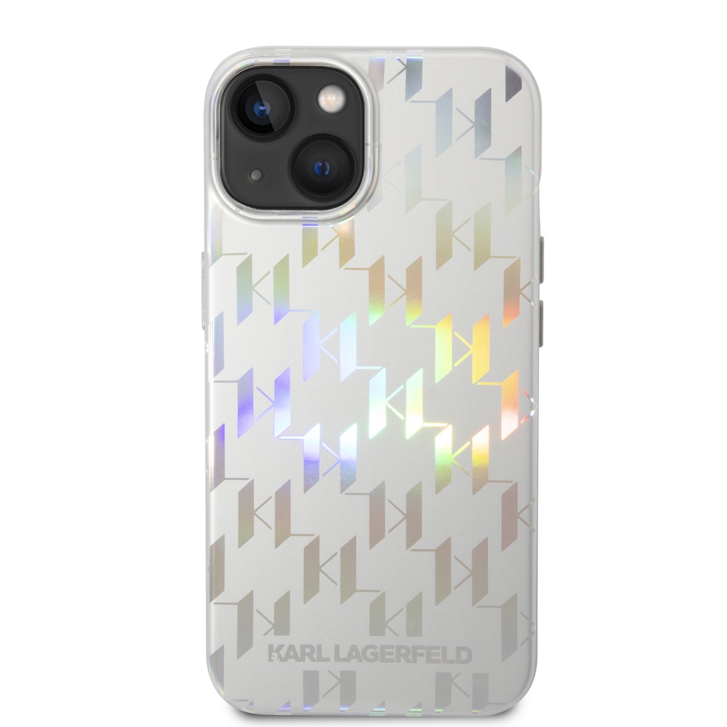 Tok Apple iPhone 14 Plus-hoz, Karl Lagerfeld, Monogram Iridescent, Ezüst