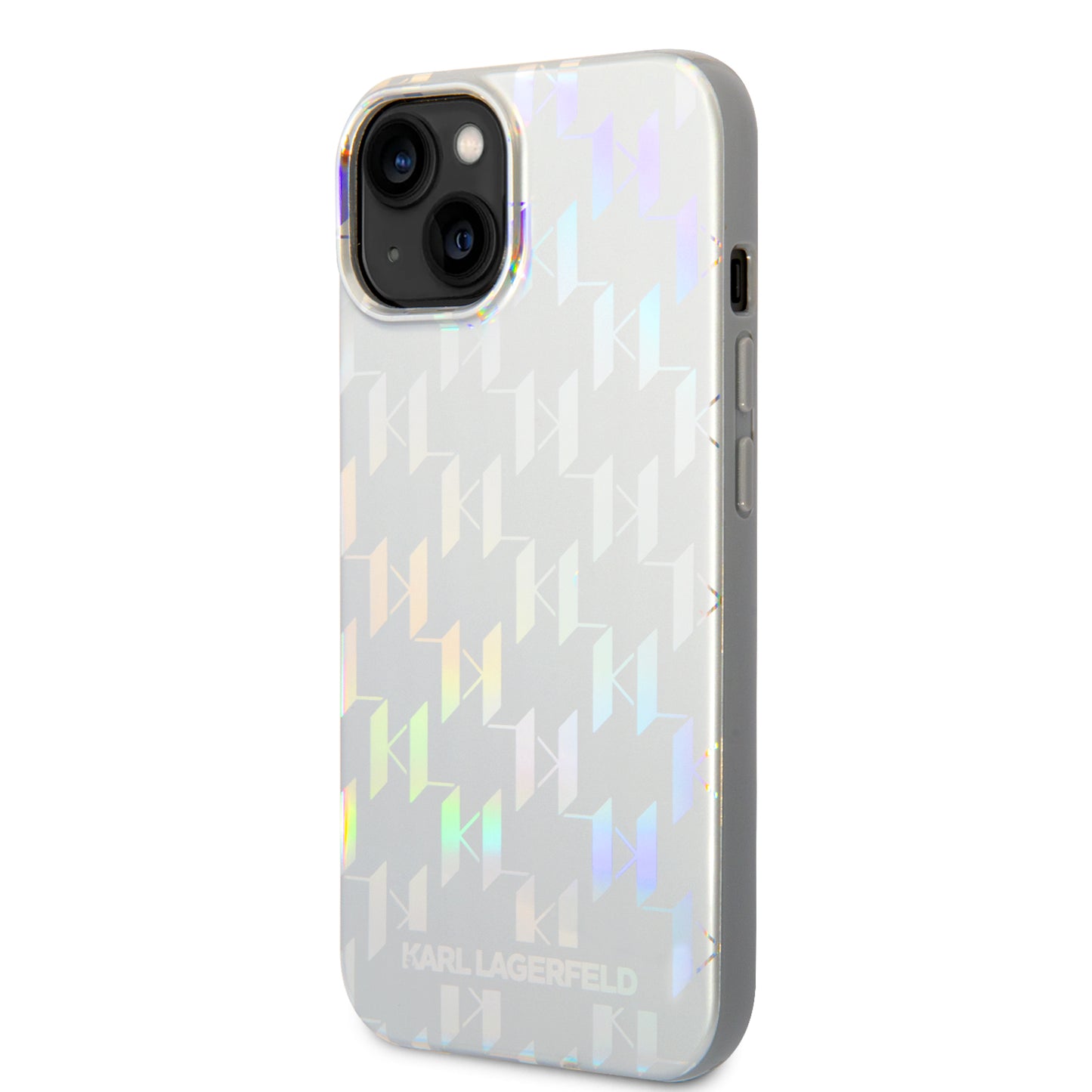 Tok Apple iPhone 14 Plus-hoz, Karl Lagerfeld, Monogram Iridescent, Ezüst