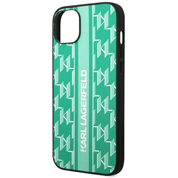 Tok Apple iPhone 14 Plus-hoz, Karl Lagerfeld, Monogram Stripe, Zöld