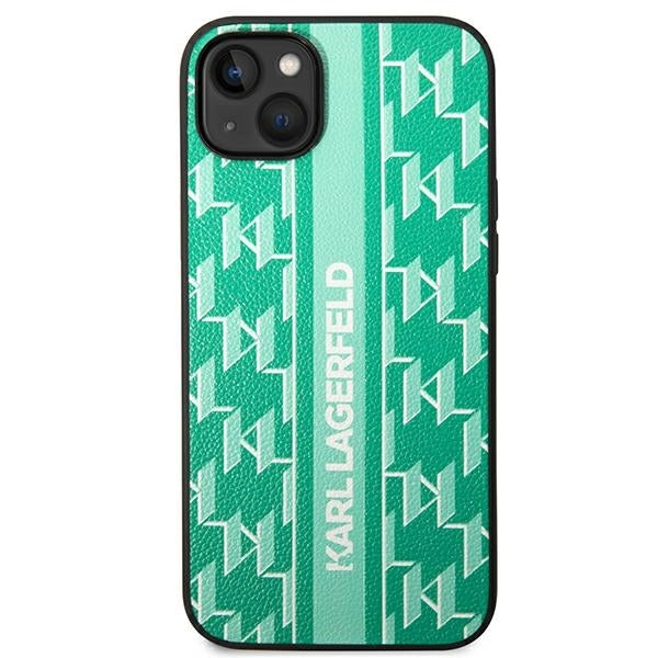 Tok Apple iPhone 14 Plus-hoz, Karl Lagerfeld, Monogram Stripe, Zöld