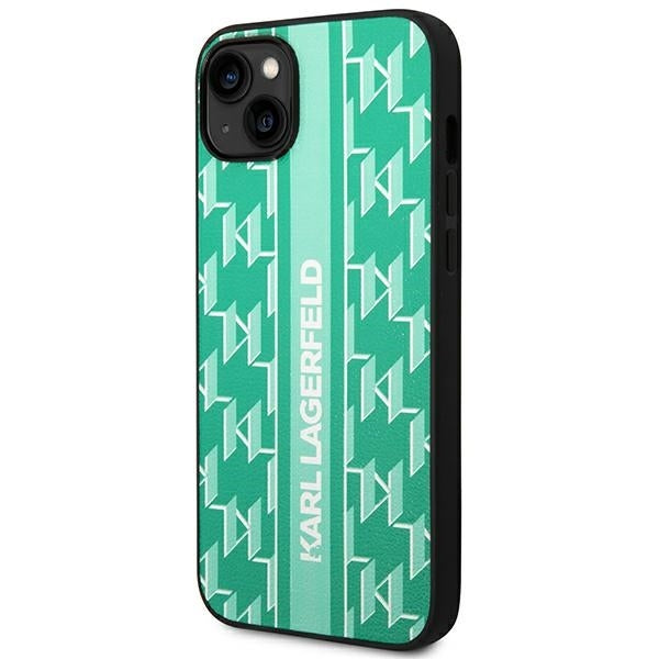 Tok Apple iPhone 14 Plus-hoz, Karl Lagerfeld, Monogram Stripe, Zöld
