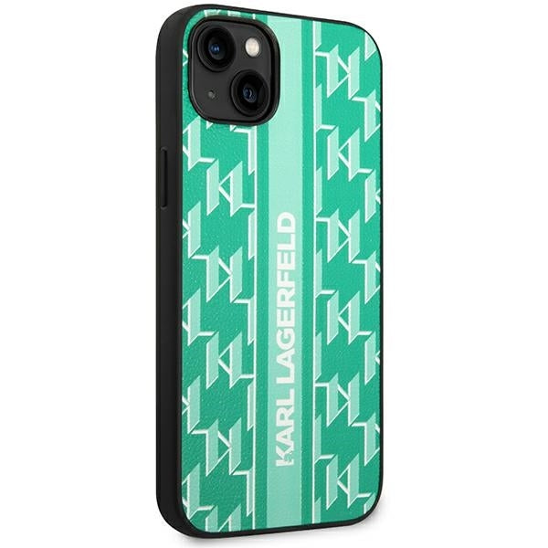 Tok Apple iPhone 14 Plus-hoz, Karl Lagerfeld, Monogram Stripe, Zöld