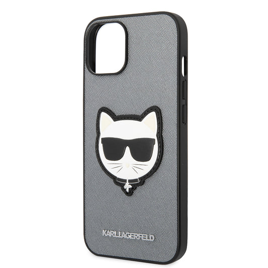 Tok Apple iPhone 14 Plus-hoz, Karl Lagerfeld, Saffiano Choupette's Head, Ezüst