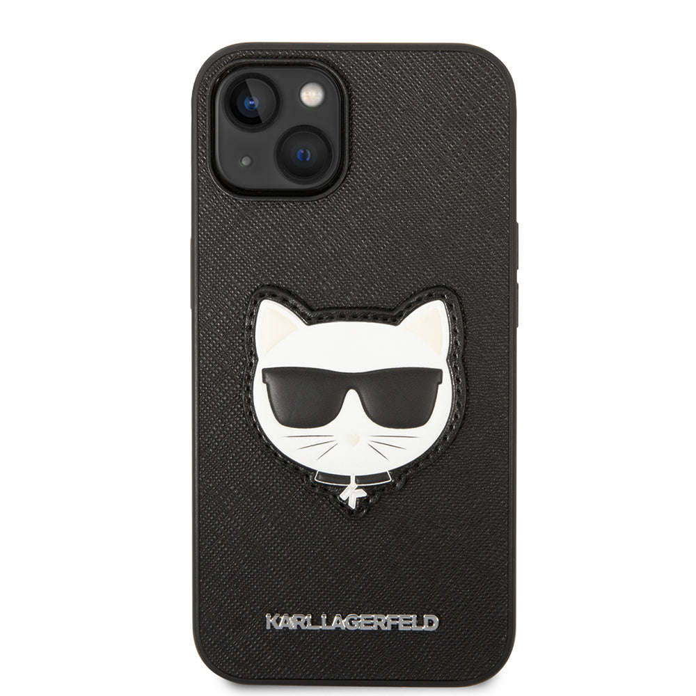 Tok Apple iPhone 14 Plus-hoz, Karl Lagerfeld, Saffiano Choupette's Head, Fekete