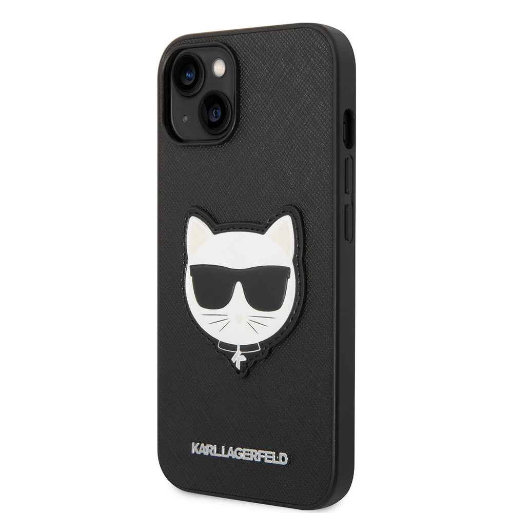 Tok Apple iPhone 14 Plus-hoz, Karl Lagerfeld, Saffiano Choupette's Head, Fekete