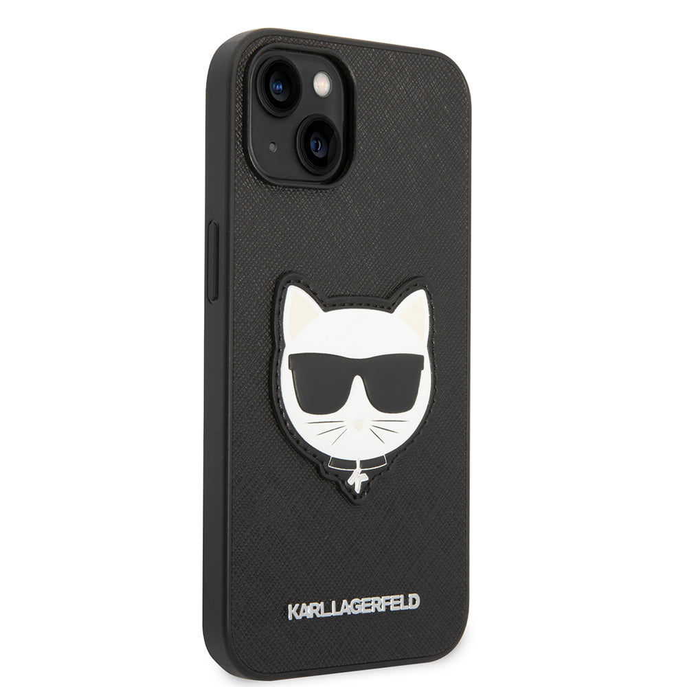 Tok Apple iPhone 14 Plus-hoz, Karl Lagerfeld, Saffiano Choupette's Head, Fekete