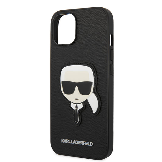 Tok Apple iPhone 14 Plus-hoz, Karl Lagerfeld, Saffiano Karl's Head, Fekete