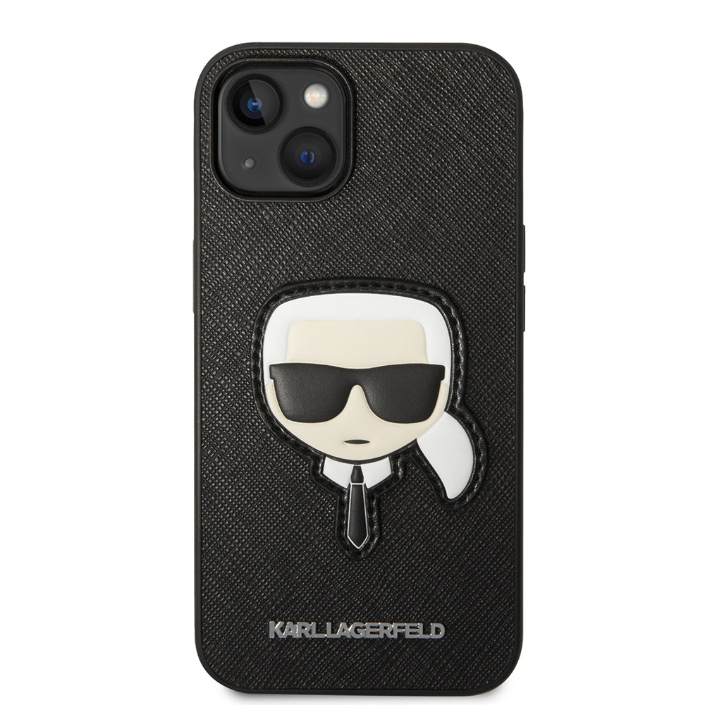 Tok Apple iPhone 14 Plus-hoz, Karl Lagerfeld, Saffiano Karl's Head, Fekete