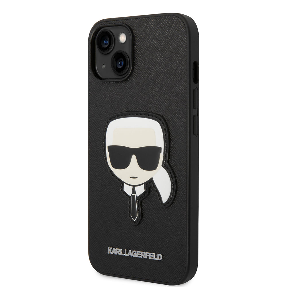 Tok Apple iPhone 14 Plus-hoz, Karl Lagerfeld, Saffiano Karl's Head, Fekete