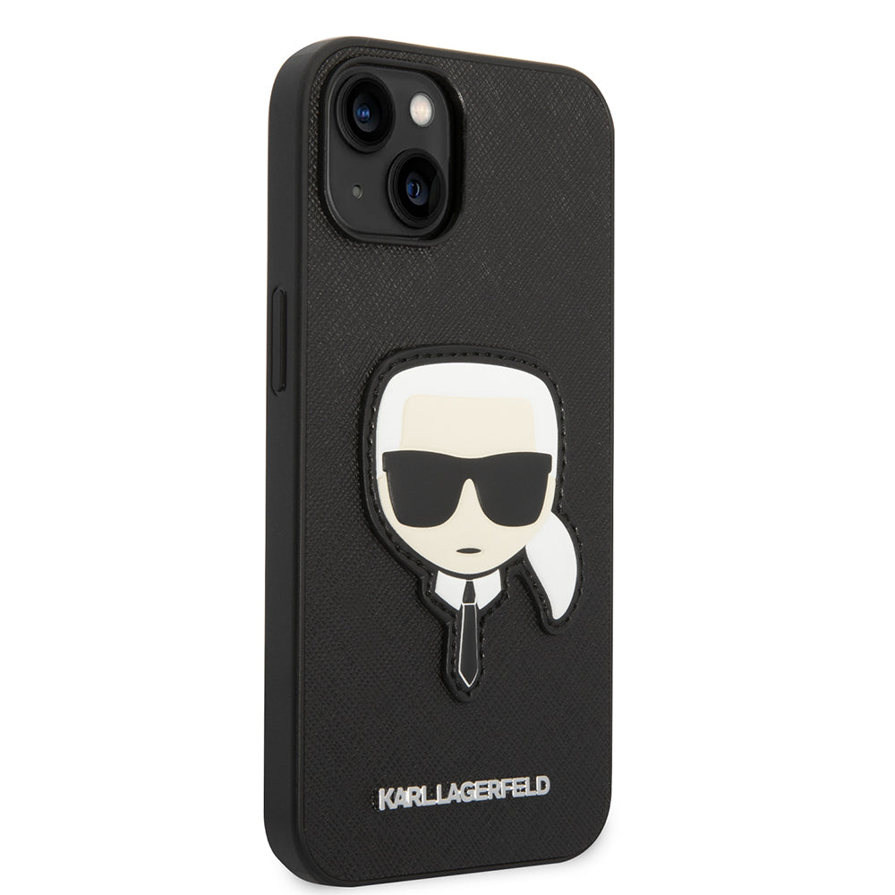 Tok Apple iPhone 14 Plus-hoz, Karl Lagerfeld, Saffiano Karl's Head, Fekete