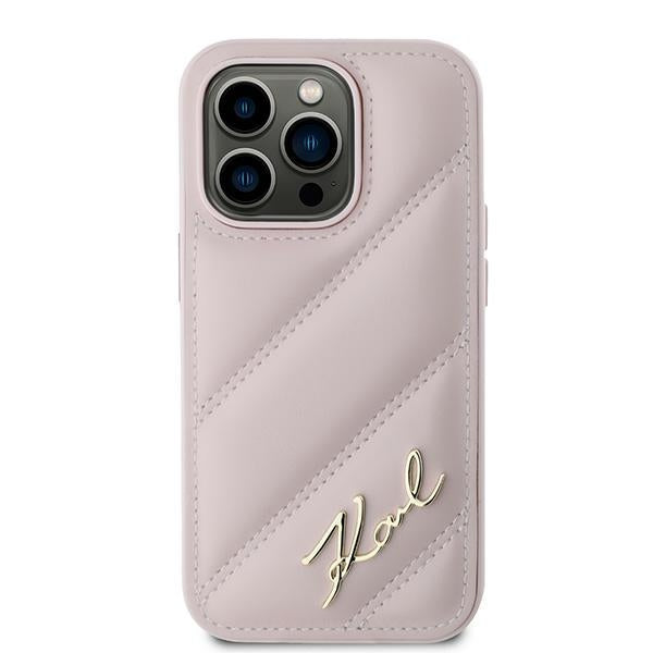 Tok Apple iPhone 14 Pro-hoz, Karl Lagerfeld, Diagonal Quilted Script, Rózsaszín