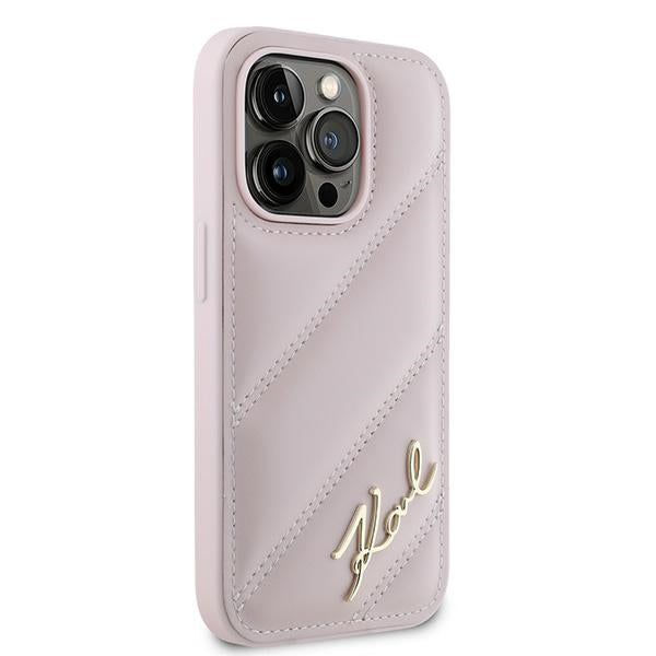 Tok Apple iPhone 14 Pro-hoz, Karl Lagerfeld, Diagonal Quilted Script, Rózsaszín