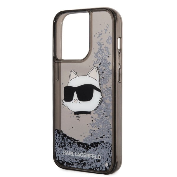 Tok Apple iPhone 14 Pro-hoz, Karl Lagerfeld, Glitter Choupette's Head, Fekete