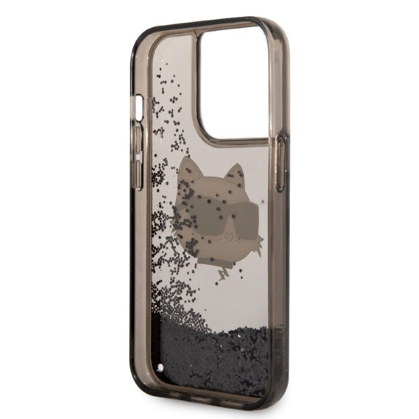 Tok Apple iPhone 14 Pro-hoz, Karl Lagerfeld, Glitter Choupette's Head, Fekete