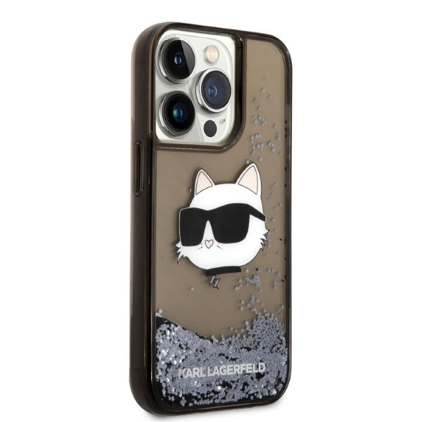 Tok Apple iPhone 14 Pro-hoz, Karl Lagerfeld, Glitter Choupette's Head, Fekete