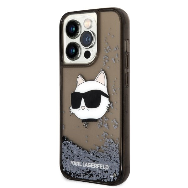 Tok Apple iPhone 14 Pro-hoz, Karl Lagerfeld, Glitter Choupette's Head, Fekete