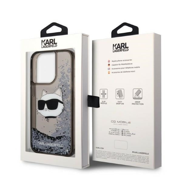 Tok Apple iPhone 14 Pro-hoz, Karl Lagerfeld, Glitter Choupette's Head, Fekete