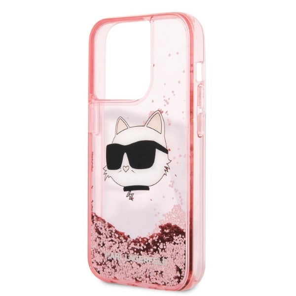 Tok Apple iPhone 14 Pro-hoz, Karl Lagerfeld, Glitter Choupette's Head, Rózsaszín