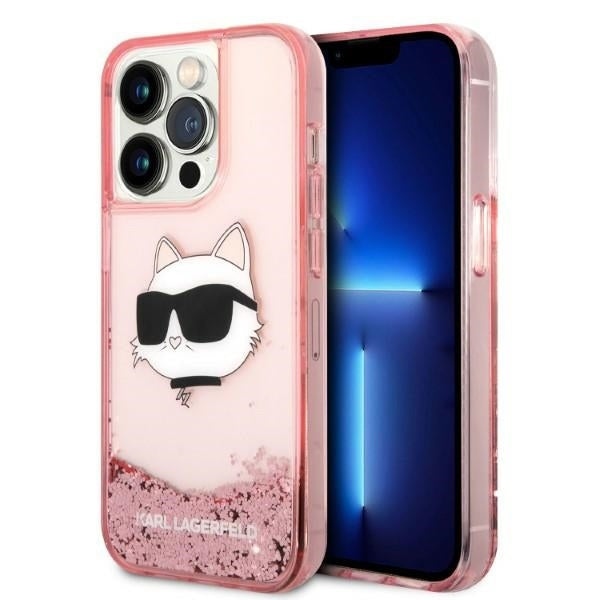 Tok Apple iPhone 14 Pro-hoz, Karl Lagerfeld, Glitter Choupette's Head, Rózsaszín